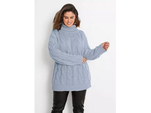 B.P.C sweter z golfem niebieski w warkocze 44/46.