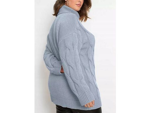 B.P.C sweter z golfem niebieski w warkocze 44/46.
