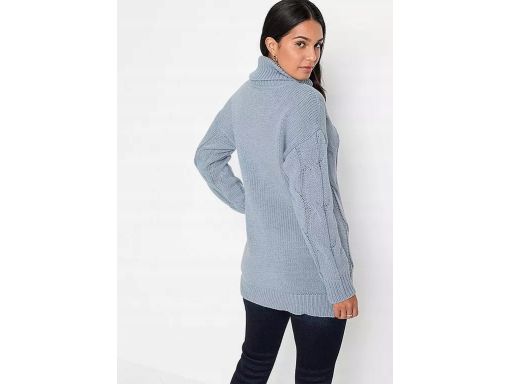 B.P.C sweter z golfem niebieski w warkocze 44/46.