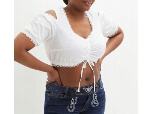 B.P.C damska bluzka krótka w stylu ludowym ^50