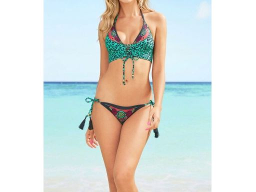 B.P.C wiązane bikini boho we wzory z frędzlami 44.