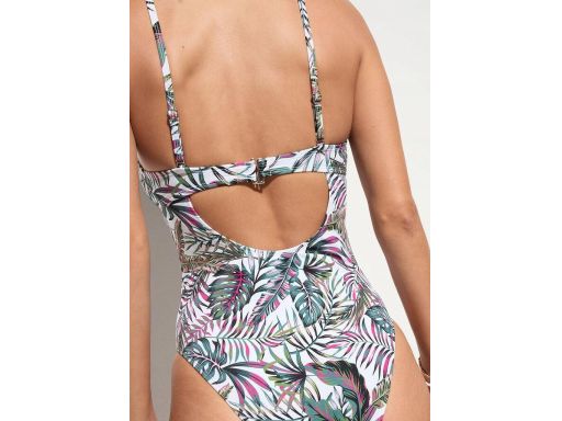 B.P.C kostium jednoczęściowy biały w kolorowe listki ^40