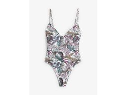 B.P.C kostium jednoczęściowy biały w kolorowe listki ^40