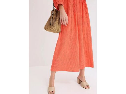 B.P.C koralowa sukienka długa z krepy ^52/54