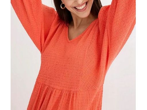 B.P.C koralowa sukienka długa z krepy ^52/54