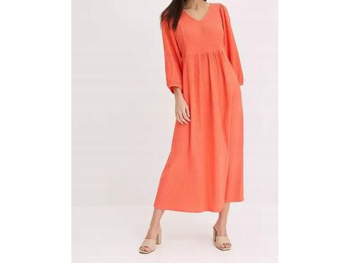 B.P.C koralowa sukienka długa z krepy ^52/54