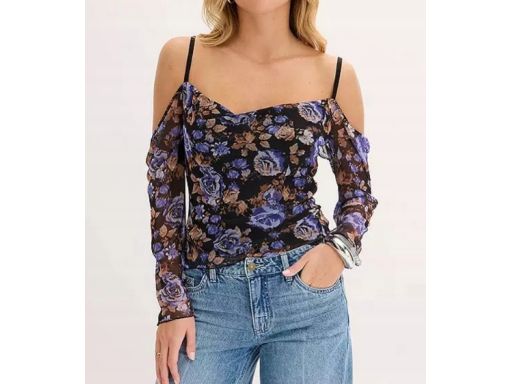 B.P.C bluzka siateczkowa w kwiaty z odkrytymi ramionami ^36/38
