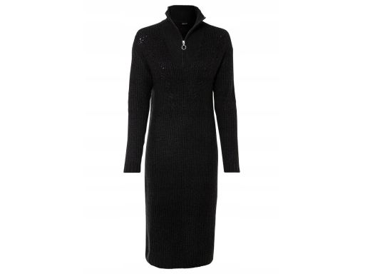 B.P.C sukienka dzianinowa czarna ze stójką z zamkiem 40/42.
