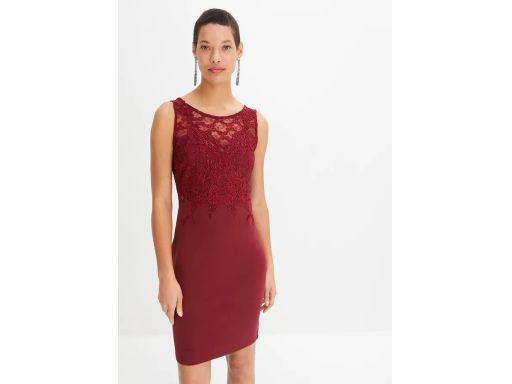 B.P.C bordowa sukienka z koronką ^42