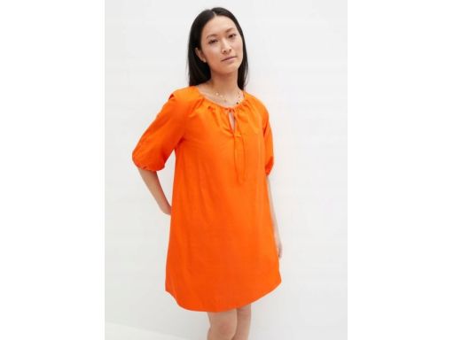 B.P.C sukienka pomarańczowa bawełniana z wiązaniem r.38