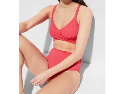 B.P.C bikini bustier wiązane różowe z figami 42.