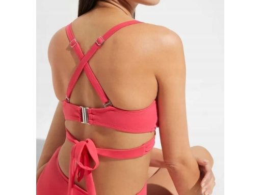B.P.C bikini bustier wiązane różowe z figami 42.