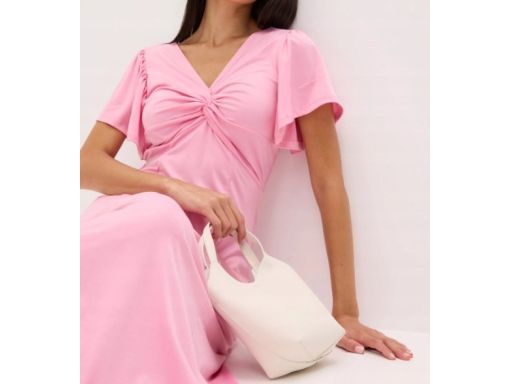 B.P.C długa sukienka różowa z falbanką r.36/38