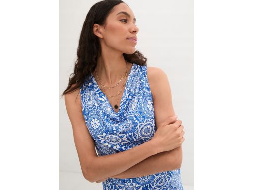 B.P.C bluzka top z lejącym dekoltem niebieska we wzory r.52/54