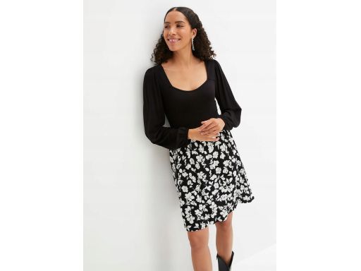 B.P.C czarna sukienka z nadrukowaną dolną częścią ^32/34