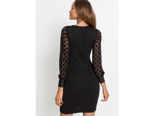 B.P.C czarna sukienka z eko skórą sexi ^36/38