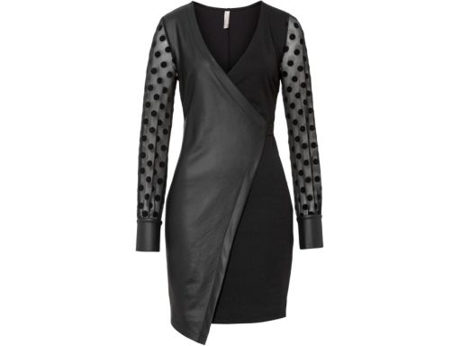 B.P.C czarna sukienka z eko skórą sexi ^36/38