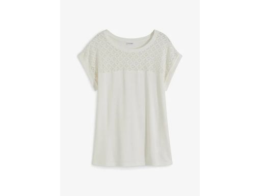 B.P.C t-shirt ecru z koronką r.40/42