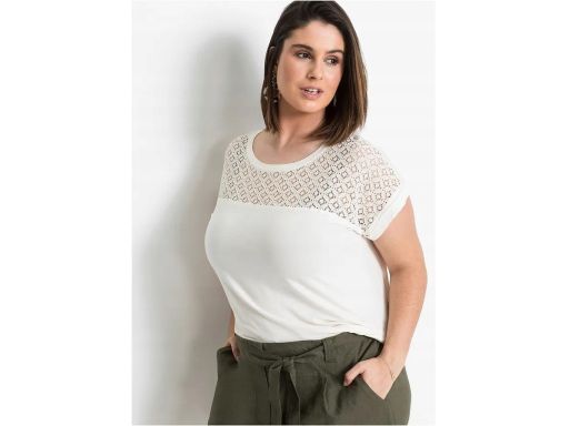 B.P.C t-shirt ecru z koronką r.40/42