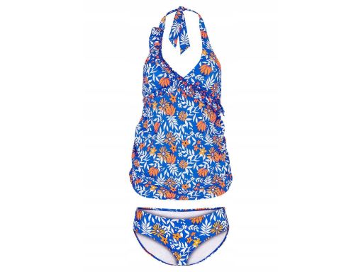 B.P.C tankini ciążowe niebiesko pomarańczowe w kwiaty r.42