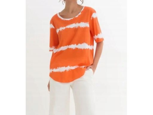B.P.C t-shirt pomarańczowy z białymi wzorami r.40/42