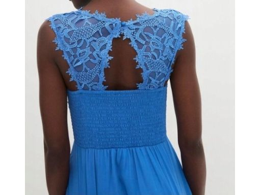 B.P.C sukienka szyfonowa z koronką szafirowa ^44