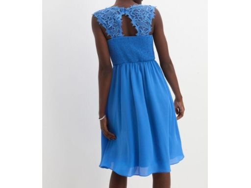 B.P.C sukienka szyfonowa z koronką szafirowa ^44
