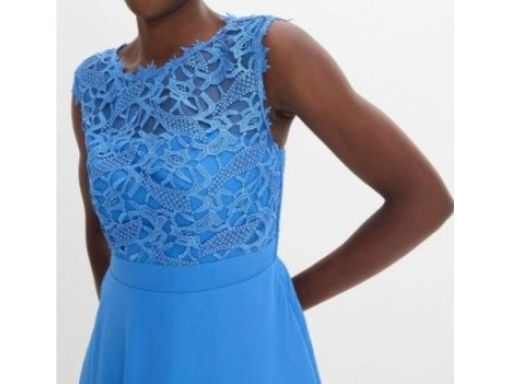B.P.C sukienka szyfonowa z koronką szafirowa ^44