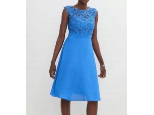 B.P.C sukienka szyfonowa z koronką szafirowa ^44