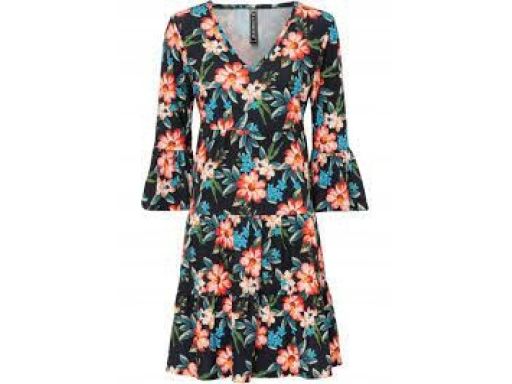 B.P.C sukienka czarna w kwiaty z falbaną r.36/38