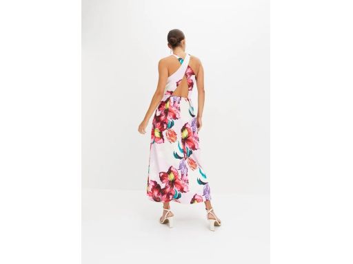 B.P.C długa rozkloszowana sukienka w kwiaty odkryte plecy ^36/38