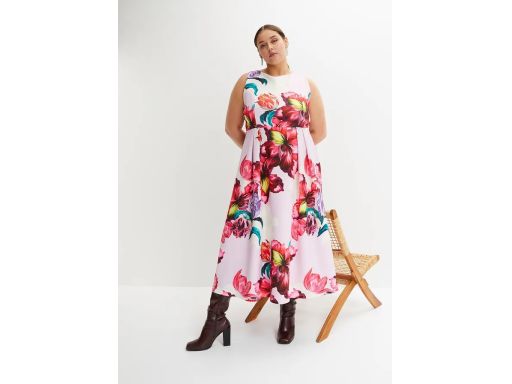 B.P.C długa rozkloszowana sukienka w kwiaty odkryte plecy ^36/38