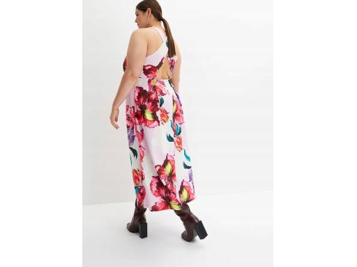 B.P.C długa rozkloszowana sukienka w kwiaty odkryte plecy ^36/38