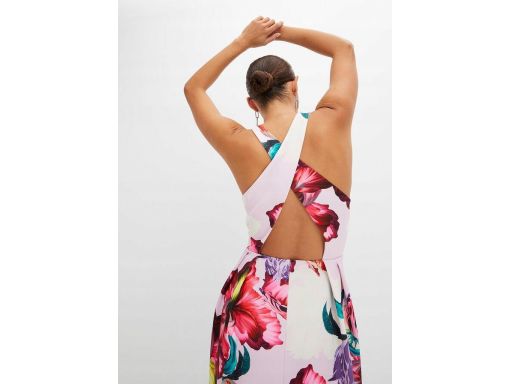 B.P.C długa rozkloszowana sukienka w kwiaty odkryte plecy ^36/38