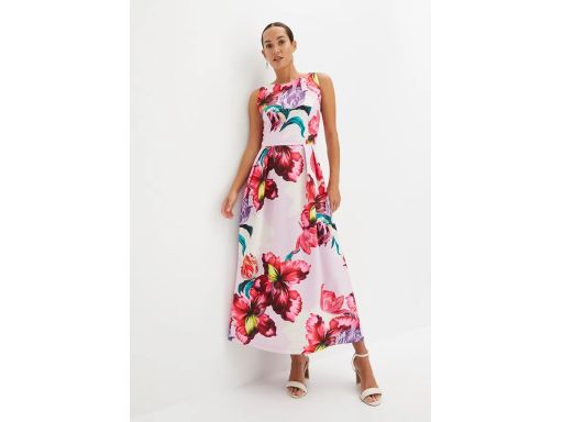 B.P.C długa rozkloszowana sukienka w kwiaty odkryte plecy ^36/38