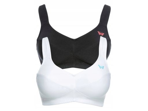 B.P.C 2-pak biustonoszy miękki bez fiszbin bawełnianych czarny biały ^