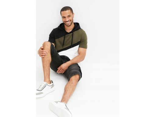 B.P.C Bluza męska z kapturem krótki rękaw bawełniana ^60/62, XXL