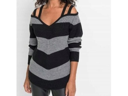B.P.C sweter odkryte ramiona w pasy r.36/38