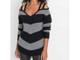 B.P.C sweter odkryte ramiona w pasy r.36/38