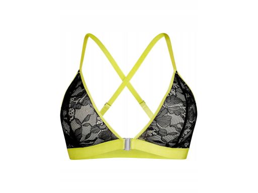 B.P.C miękki biustonosz koronkowy zapięcie przód czarno limonkowy r.90