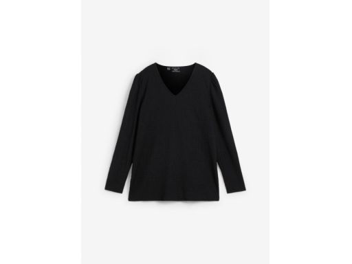 B.P.C czarna bluzka krepowana dekolt V r.48/50