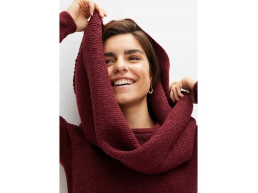 B.P.C bordowy sweter z kołnierzem do noszenia na różne sposoby ^52/54