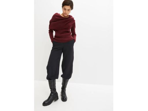 B.P.C bordowy sweter z kołnierzem do noszenia na różne sposoby ^52/54