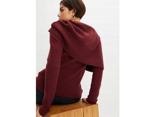 B.P.C bordowy sweter z kołnierzem do noszenia na różne sposoby ^52/54