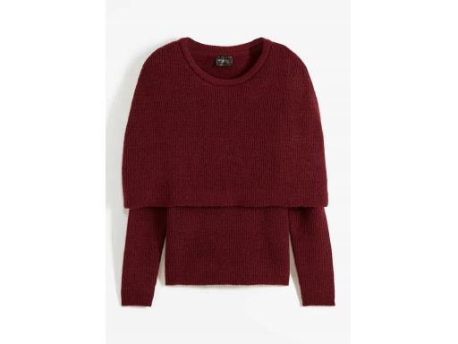 B.P.C bordowy sweter z kołnierzem do noszenia na różne sposoby ^52/54
