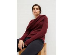 B.P.C bordowy sweter z kołnierzem do noszenia na różne sposoby ^52/54