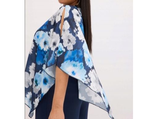 B.P.C kombinezon granatowy z asymetryczną narzutką we wzory r.46