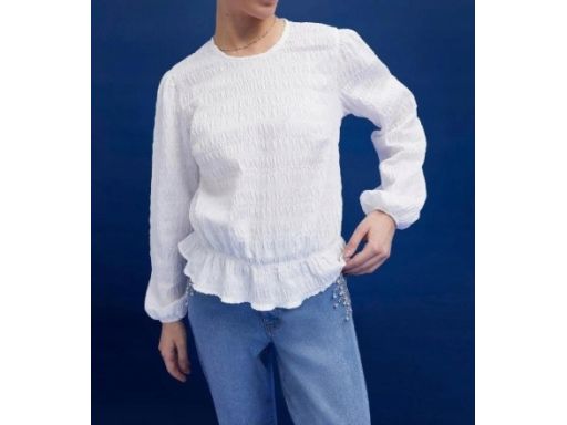 B.P.C bluzka z marszczeniem biała długi rękaw ^44