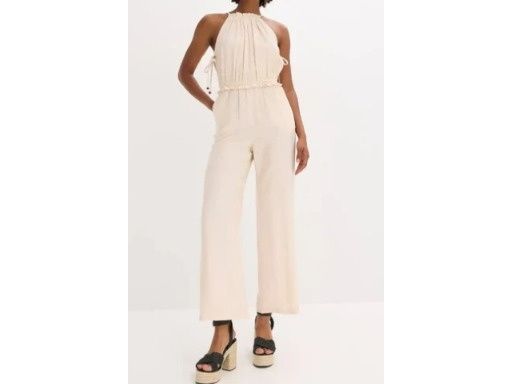 B.P.C beżowy kombinezon wiązany wiskozowy ^46