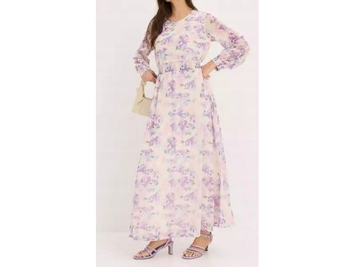 B.P.C sukienka szyfonowa maxi kolorowa we wzory ^36/38